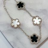 Fancy Clover Bracelet - Pearl/Black