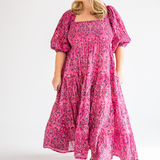 Harper Puff Sleeve Maxi Dress - Magenta Blossom