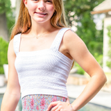 Shirred Square Neck Crop Top - White