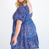 Harper Puff Sleeve Mini Dress - Multi Navy Blossom