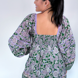 Kim Long Sleeve Mini Dress - Green/Purple