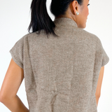 Hermione Mock Neck Sweater Top - Greige