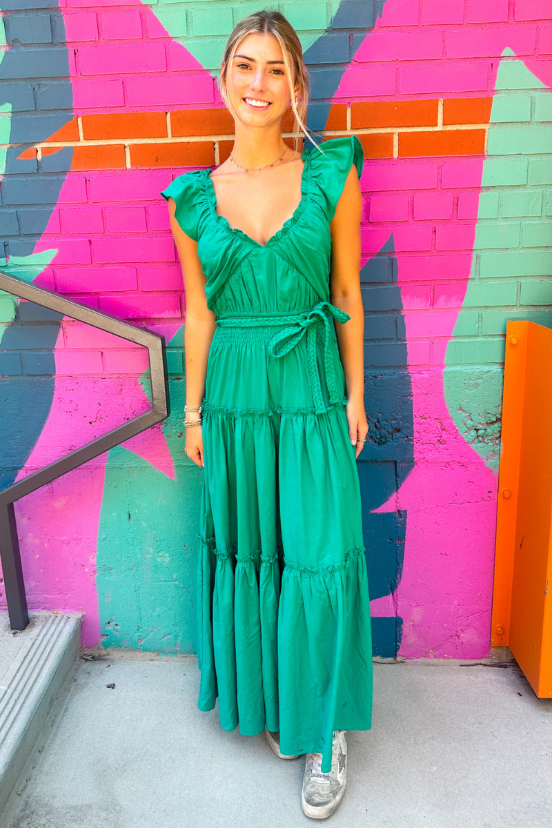 Jade Belted Maxi Dress - Jade Green