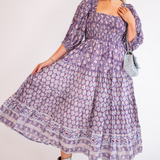 Harper Puff Sleeve Maxi Dress - Purple Mix