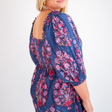 Harper Puff Sleeve Maxi Dress- Big Navy Magenta Floral