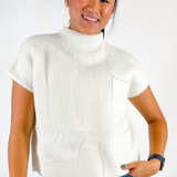 Hermione Mock Neck Sweater Top - Ivory