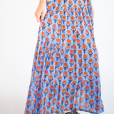 Jane Blockprint Maxi Skirt - Peri Orange Rose