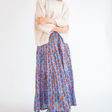 Jane Blockprint Maxi Skirt - Peri Orange Rose