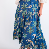 Jane Tropical Maxi Skirt - Navy Tropical