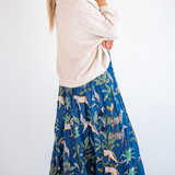 Jane Tropical Maxi Skirt - Navy Tropical