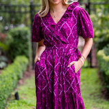 Louise Maxi Wrap Dress - Violet Trellis