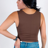 Sara Seamless Square Neck Top - Coffee