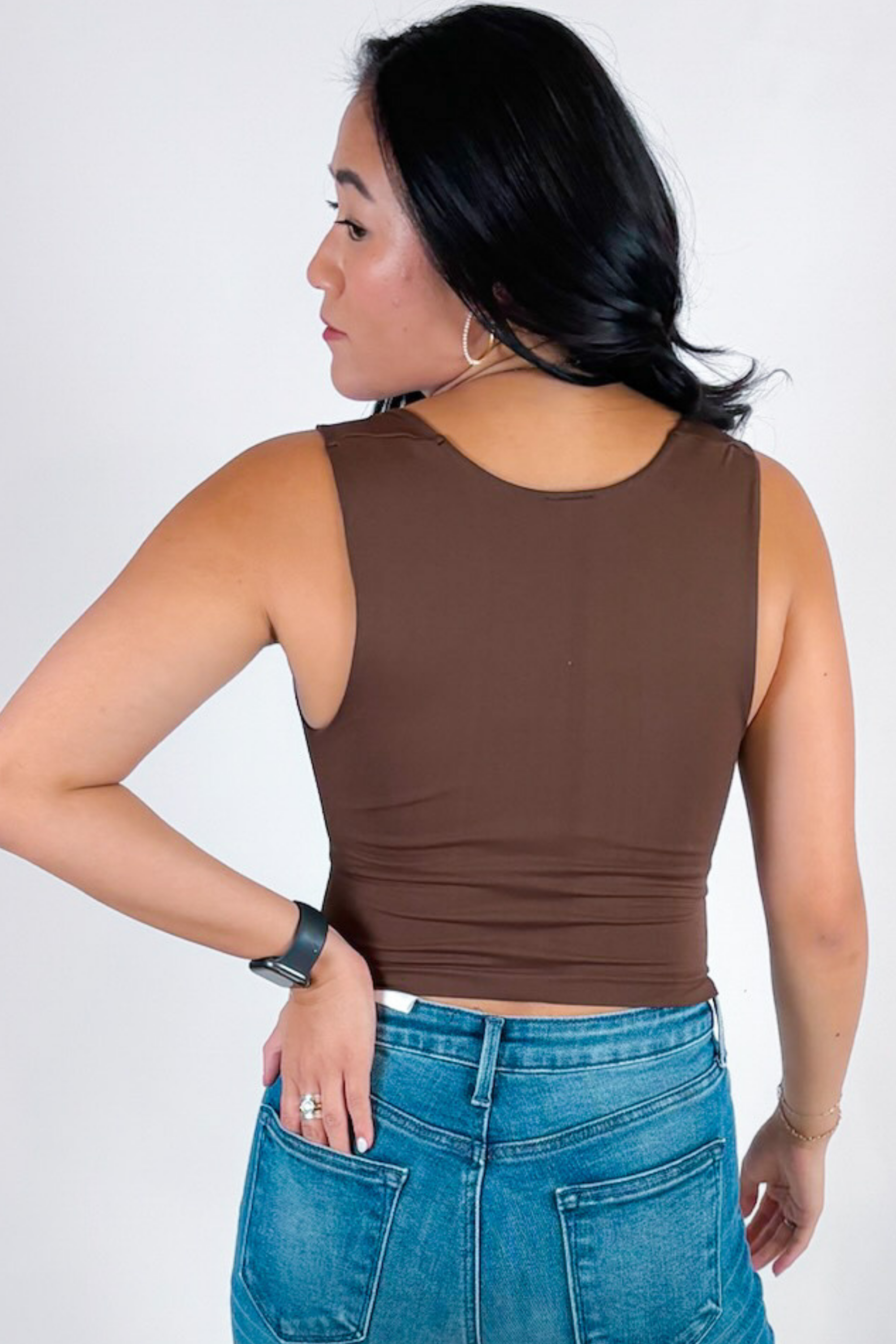 Sara Seamless Square Neck Top - Coffee