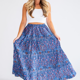 Jane Blockprint Maxi Skirt - Navy Multi Blossom