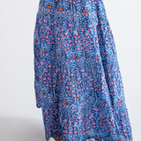 Jane Blockprint Maxi Skirt - Navy Multi Blossom