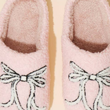 Holiday Cozy Slippers - Pink Ribbons