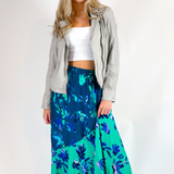 Ara Maxi Skirt - Marble Floral Jade