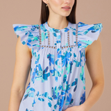 Jomarie Top - Marble Floral Cornflower