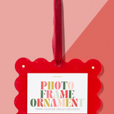 Scalloped Mini Picture Ornament - Red