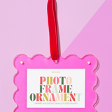 Scalloped Mini Picture Ornament - Hot Pink