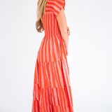 Lil Smocked Maxi Dress - Red/Pink Stripe