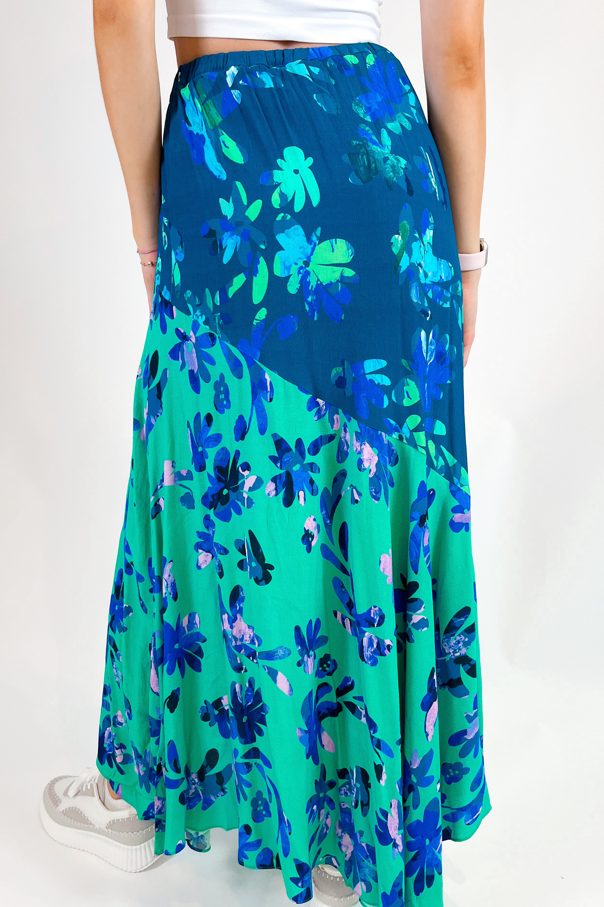 Ara Maxi Skirt - Marble Floral Jade