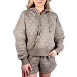 Kellie Quilt Zip Hoodie - Stone Taupe