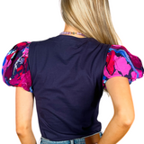 Dani Floral Puff Sleeve Tee - Paint Burst Magenta