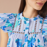 Jomarie Top - Marble Floral Cornflower