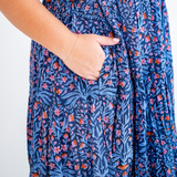 Lou Blockprint Midi Dress - Navy Multi Blossom