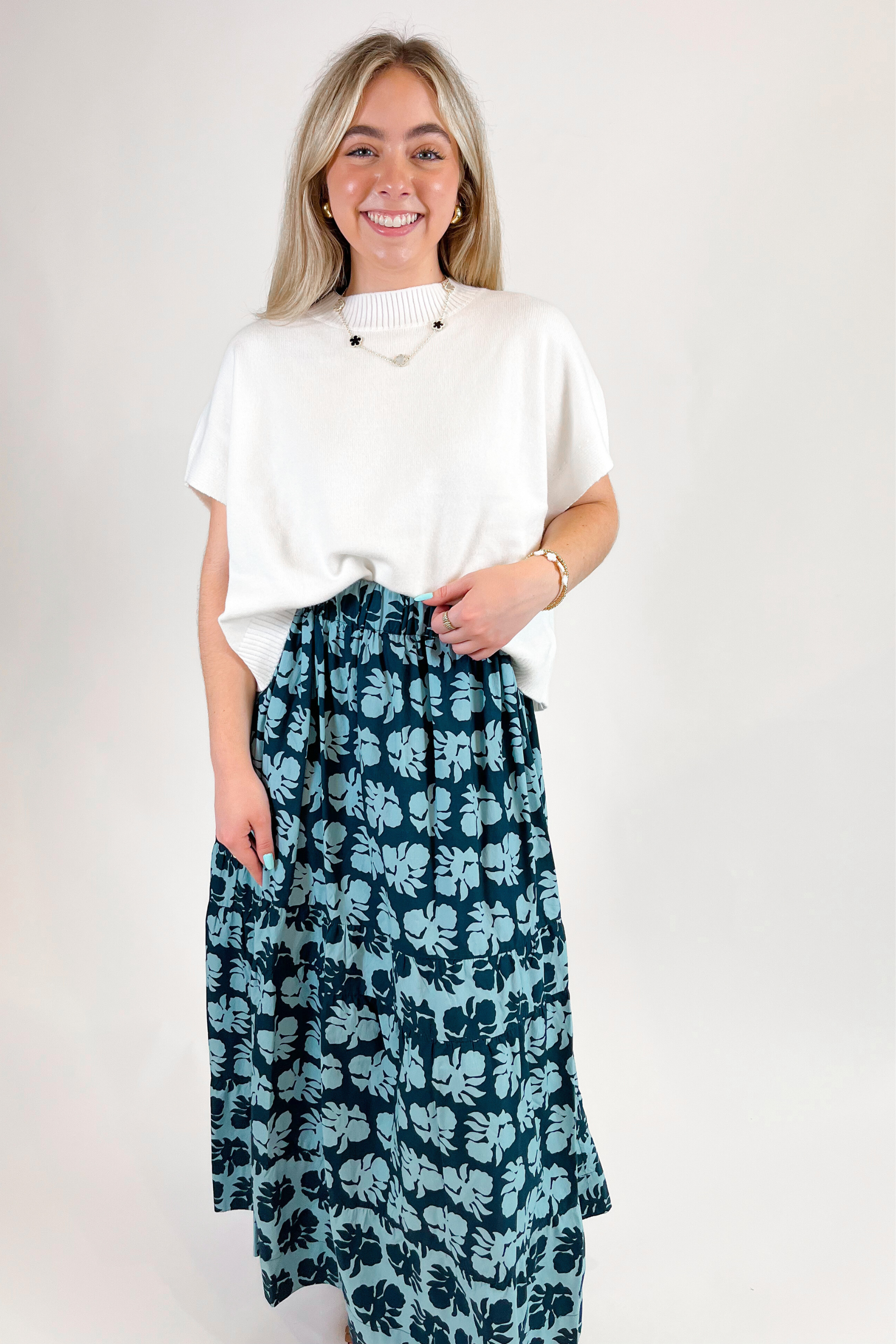 Stella Poplin Maxi Skirt - Akola Storm