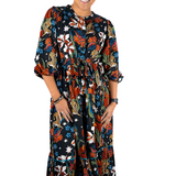 Julia Tiger Floral Maxi Dress - Black