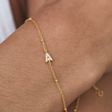 Petite Initial Chain Bracelet - V