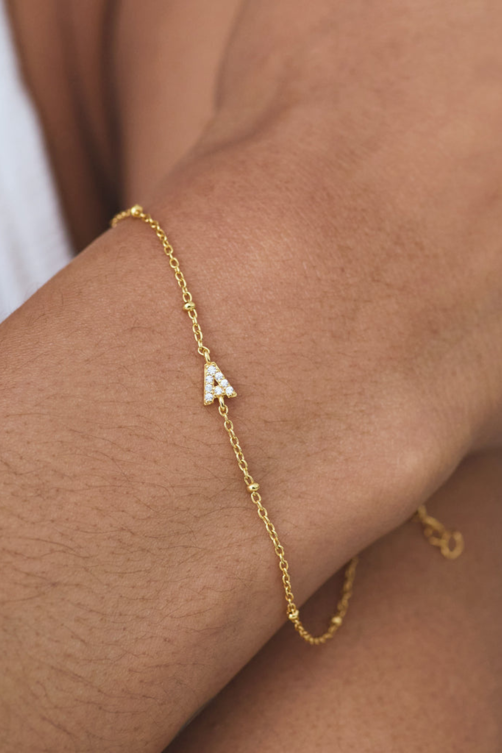 Petite Initial Chain Bracelet - T