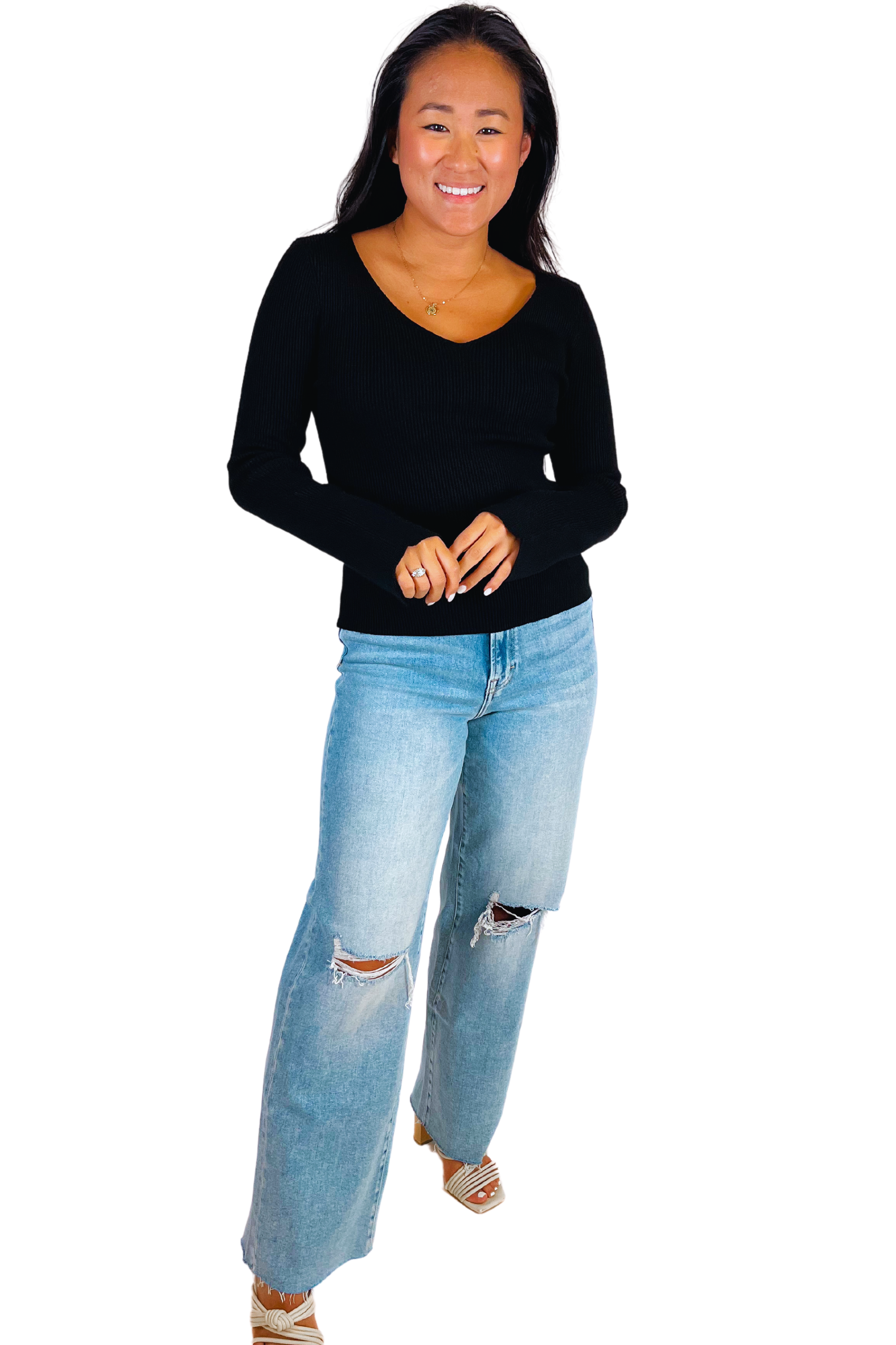 Odette Ribbed Sweater - Black