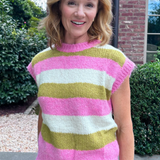 Cisse Stripe Sleeveless Sweater - Rose