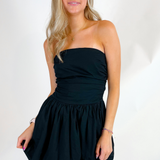 Bubble Strapless Mini Dress - Black