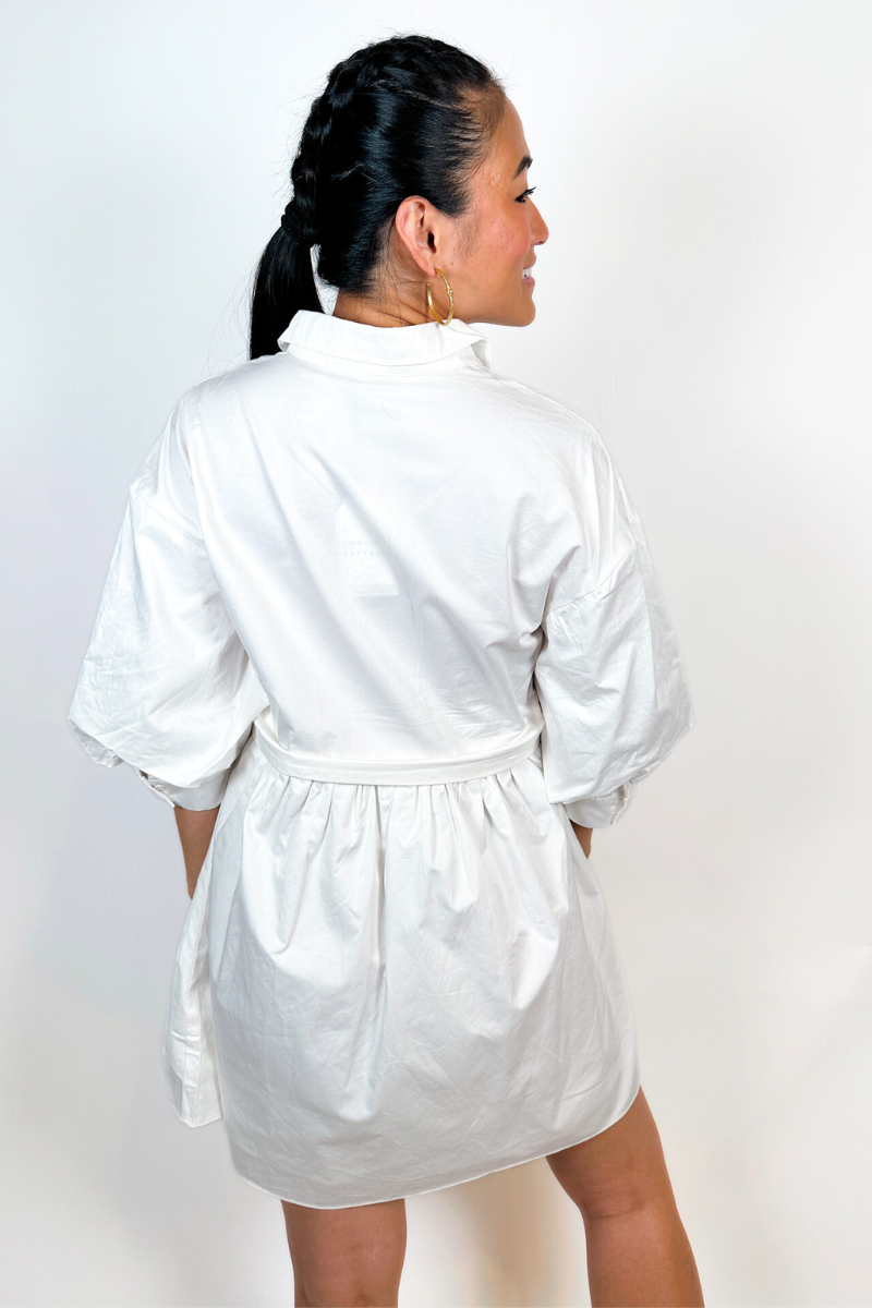Jada Puff Sleeve Mini Dress - White