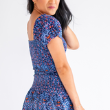 Tina Smocked Crop Top - Navy Multi Blossom