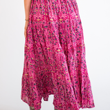 Grace Blockprint Maxi Skirt - Magenta Blossom