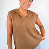 Janie Hooded Sweater Vest - Brown