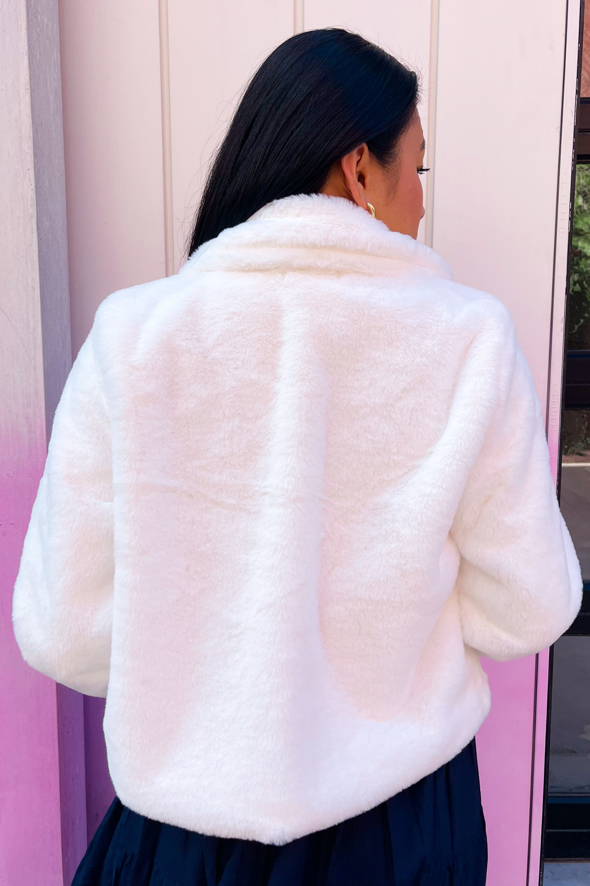 Aspen Furry Collared Jacket - Ivory