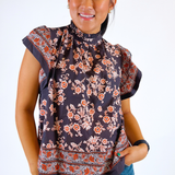 Amanda Ruffle Top - Ink Multi