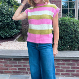 Cisse Stripe Sleeveless Sweater - Rose