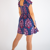 Abby Sweetheart Mini Dress - Big Navy Magenta Floral