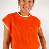 Hilary Contrast Short Sleeve Sweater - Sunkist