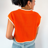 Hilary Contrast Short Sleeve Sweater - Sunkist