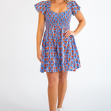 Abby Sweetheart Mini Dress - Peri Orange Rose