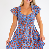 Abby Sweetheart Mini Dress - Peri Orange Rose