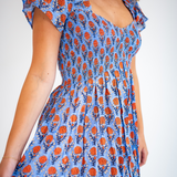 Abby Sweetheart Mini Dress - Peri Orange Rose